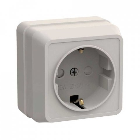 Розетка 2P+PE IEK Oktava со шторками кремовая ERO14-K33-16-DC