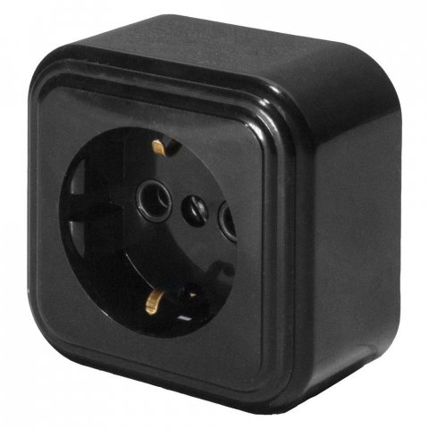 Розетка 2P+PE Stekker Брест черный PST16-21-20 39690