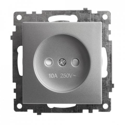 Розетка 2P+PE Stekker Катрин со шторками серебро GLS10-7109-03 39581