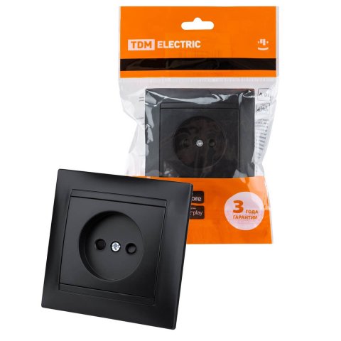 Розетка 2P TDM Electric Лама со шторками графит SQ1815-0610