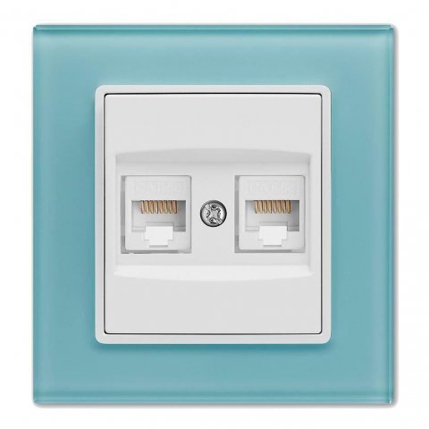 Розетка 2xLAN Vesta-Electric Exclusive Blue голубая FRZ00041023SIN