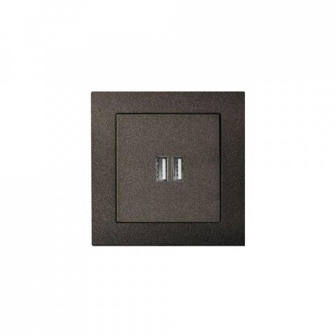 Розетка 2xUSB Liregus Epsilon антрацит 28-1136