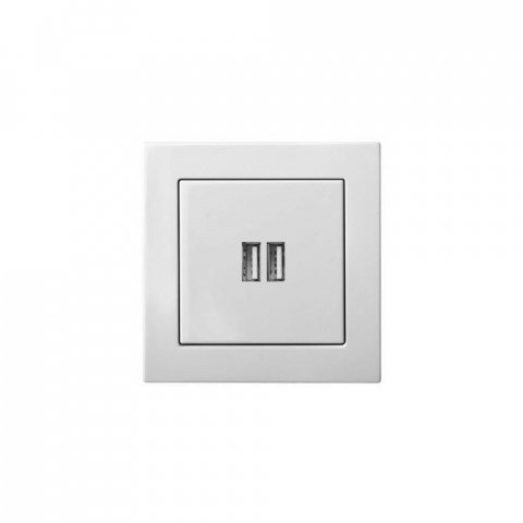 Розетка 2xUSB Liregus Epsilon белый 28-0352