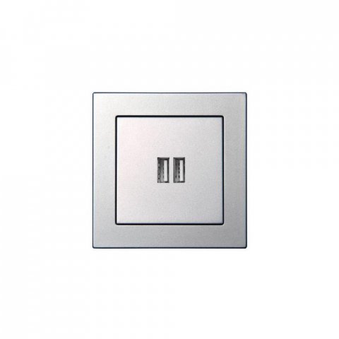 Розетка 2xUSB Liregus Epsilon серебро 28-1857
