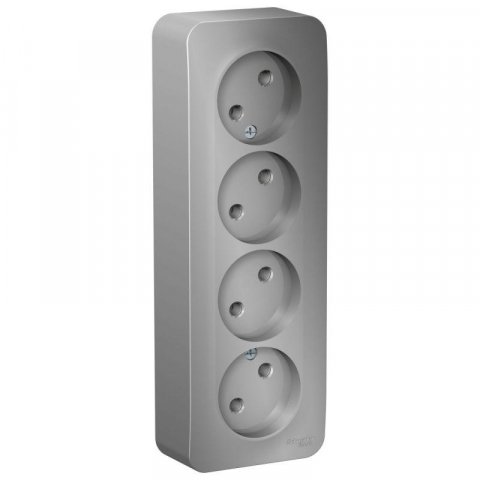 Розетка четырехместная 2К Schneider Electric Blanca 16A 250V алюминий BLNRA000413