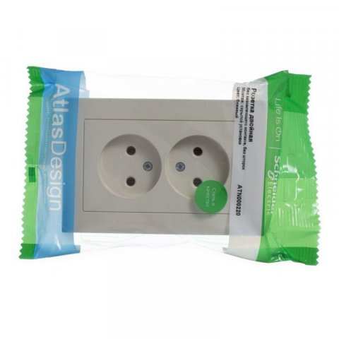 Розетка двойная 2К Schneider Electric AtlasDesign 16A 250V бежевая ATN000220