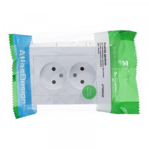Розетка двойная 2К Schneider Electric AtlasDesign 16A 250V жемчужная ATN000420