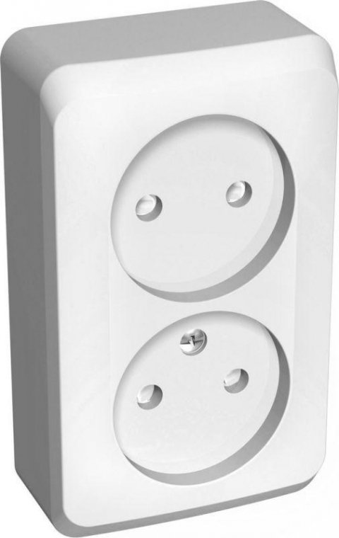 Розетка двойная 2К Schneider Electric Этюд 16A 250V со шторками белая PA16-006B