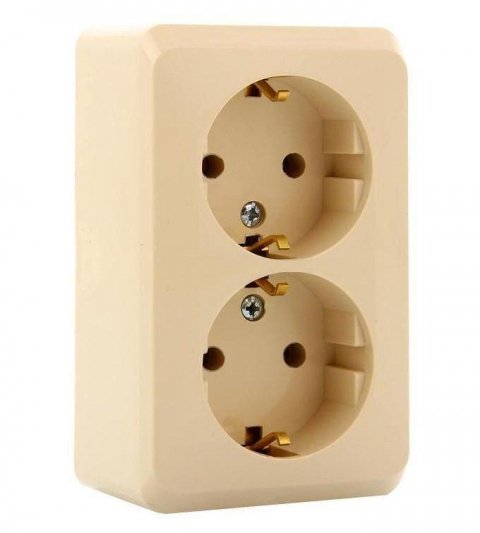Розетка двойная 2К+З Schneider Electric Этюд 16A 250V кремовая PA16-007K