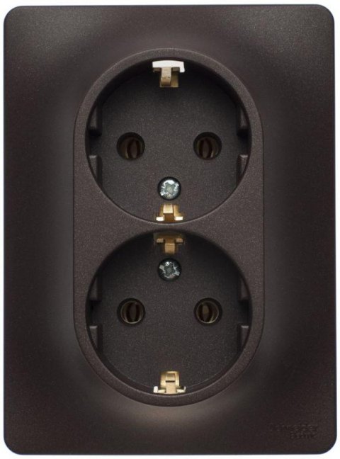 Розетка двойная 2К+З Schneider Electric Glossa 16A 250V шоколад GSL000824
