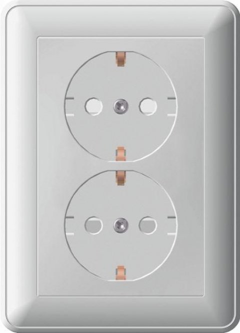 Розетка двойная 2К+З Schneider Electric W59 16A 250V со шторками слоновая кость RS16-255-28