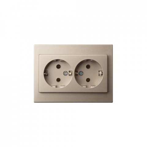 Розетка двойная 2P+E Liregus Epsilon шампань 28-312
