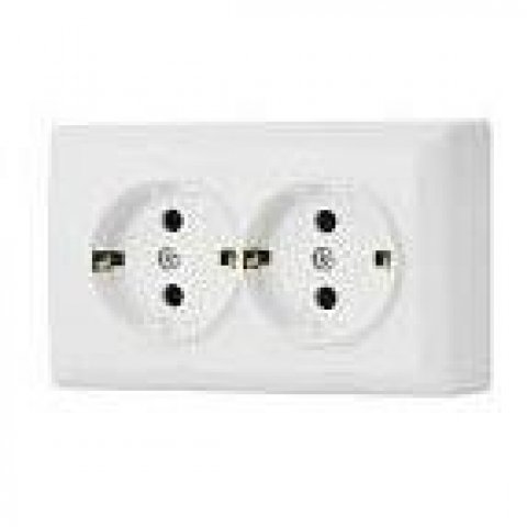 Розетка двойная 2P+E Vesta-Electric Mega белый F00050203BEL