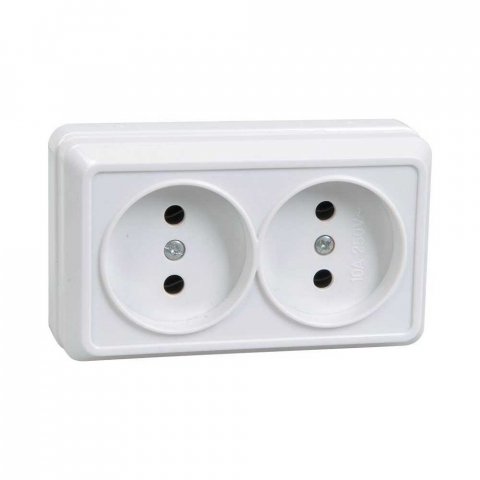 Розетка двойная 2P IEK Oktava белая ERO20-K01-10-DC
