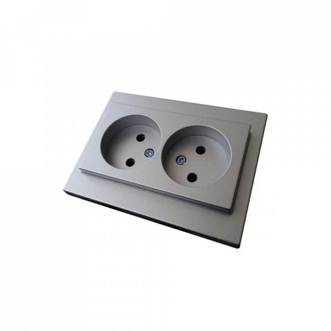 Розетка двойная 2P Liregus Epsilon серебро 28-1751