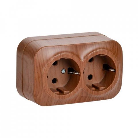 Розетка двойная 2P+PE IEK Glory дуб ERH21-K24-16