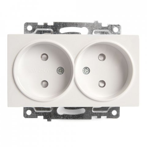 Розетка двойная 2P Stekker Катрин со шторками белый GLS10-7113-01 39573