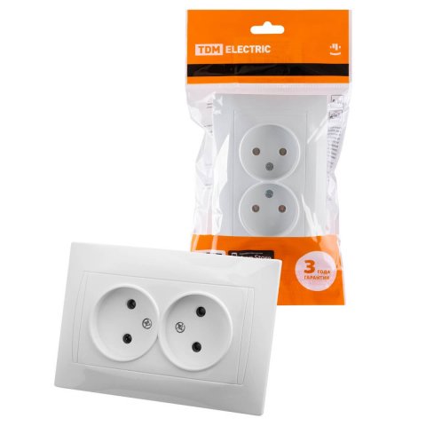 Розетка двойная 2P TDM Electric Лама белая SQ1815-0024
