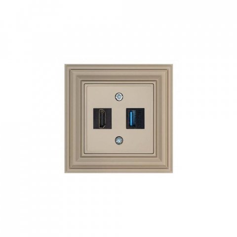 Розетка HDMI/USB Liregus Retro кремовый омбре 29-140