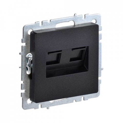 Розетка компьютерная 2хRJ45 IEK Brite кат.5E черная BR-K20-1-K02