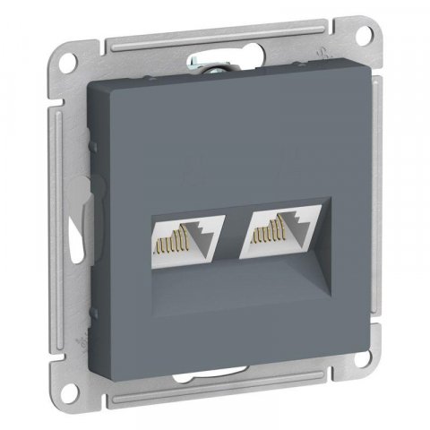Розетка компьютерная двойная RJ45 Schneider Electric AtlasDesign 5e кат UTP грифель ATN000785