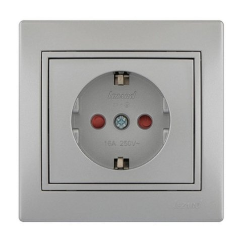Розетка с защитой от детей Lezard Mira серебро 701-1010-124B