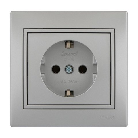 Розетка с зазем. Lezard Mira серебро 701-1010-122B