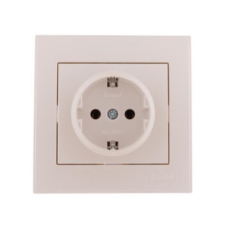 Розетка с зазем. Lezard Rain белый жемчуг 703-3030-122