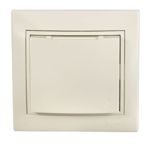 Розетка с зазем. с крышкой Lezard Mira кремовая 701-0303-123B