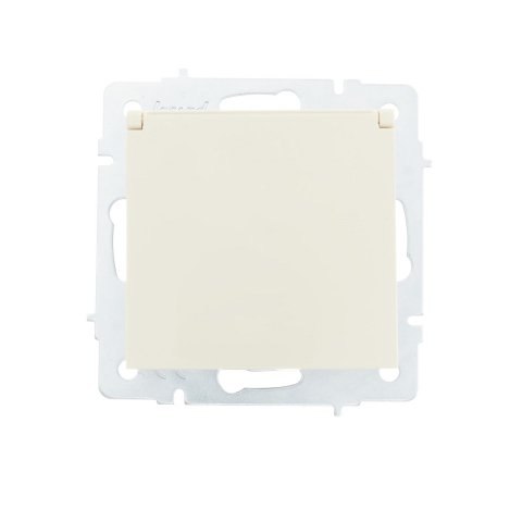 Розетка с зазем. с крышкой Lezard Vesna кремовая 742-0388-123B