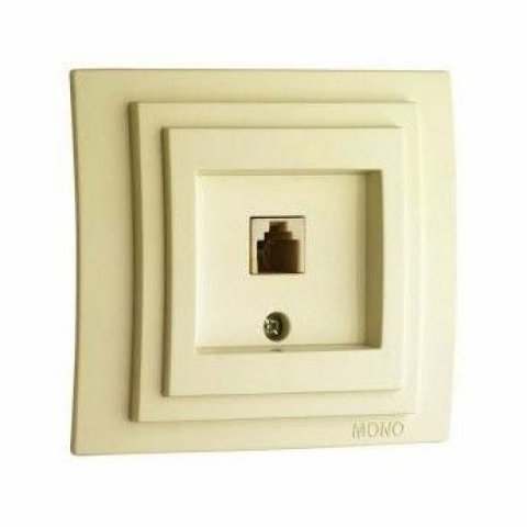 Розетка телефонная RJ11 Mono Electric Larissa 3 кат крем 103-171705-124