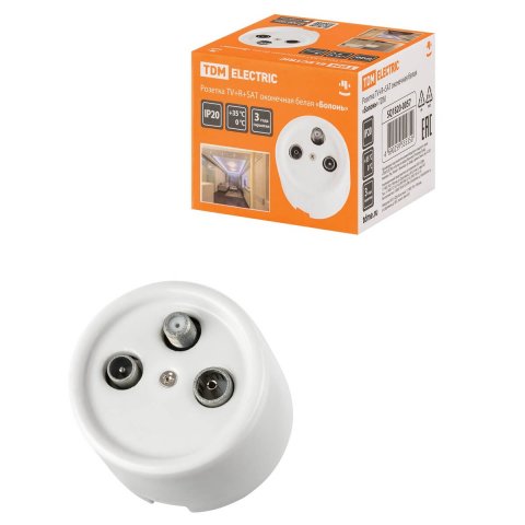 Розетка телевизионная V/R/SAT оконечная TDM Electric "Болонь" белая SQ1820-0057
