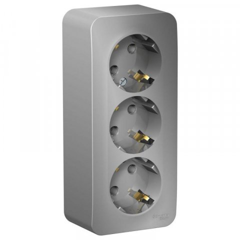 Розетка тройная 2К+3 Schneider Electric Blanca 16A 250V алюминий BLNRA010313