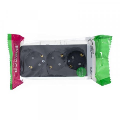 Розетка тройная 2К+3 Schneider Electric Blanca 16A 250V со шторками антрацит BLNRA011316