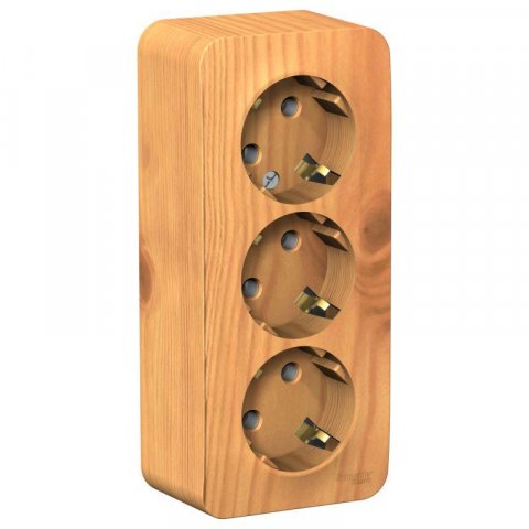 Розетка тройная 2К+3 Schneider Electric Blanca 16A 250V ясень BLNRA010315