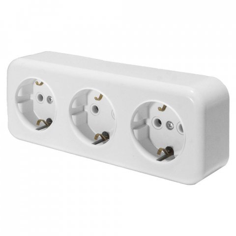 Розетка тройная 2P+PE Stekker Брест белый PST16-51-20 39697