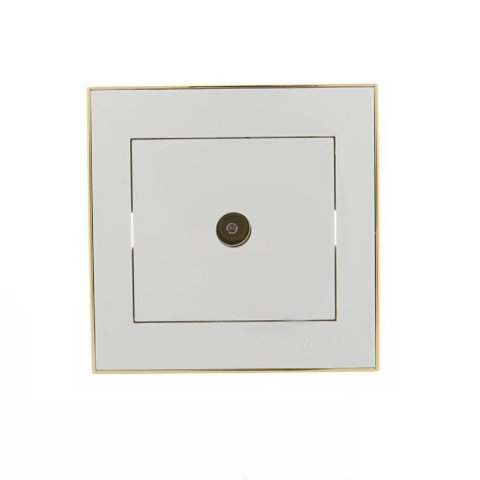 Розетка ТВ оконечная Lezard Rain белая с бок. вст. золото 703-0226-130