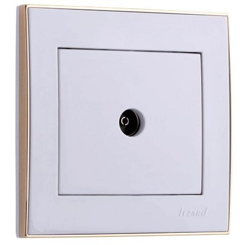Розетка ТВ проходная Lezard Rain белая с бок. вст. золото 703-0226-129