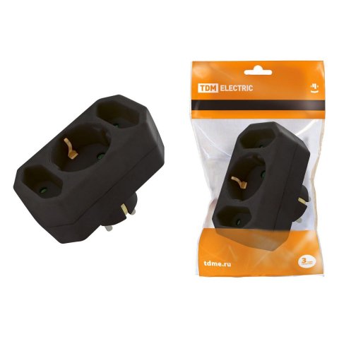 Сетевой разветвитель TDM Electric 3гн с/з черный SQ1806-0301