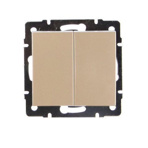 Выключатель двойной Lezard Rain белый жемчуг 703-3088-101