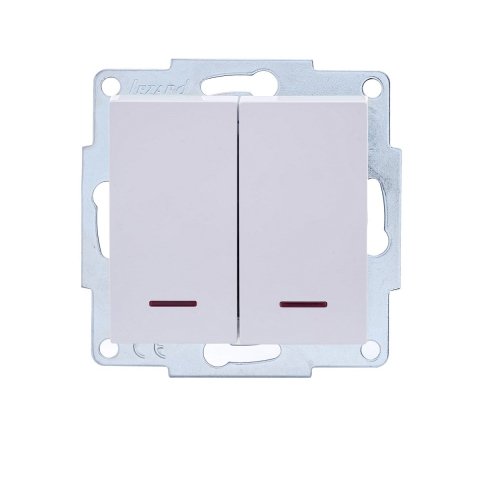 Выключатель двойной с подсветкой Lezard Vesna белый 742-0288-112