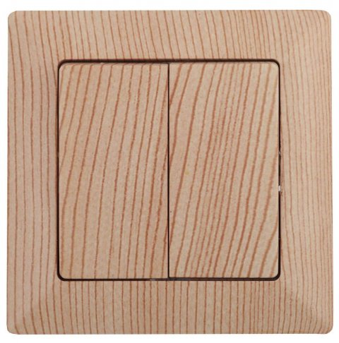 Выключатель двухклавишный ЭРА Intro Solo 10A 250V дерево 4-104-11 Б0043290