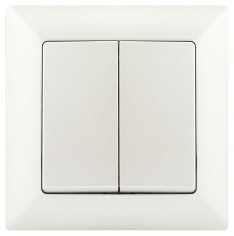 Выключатель двухклавишный ЭРА Intro Solo 10A 250V перламутровый 4-104-06 Б0053590