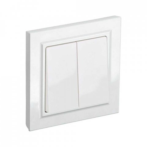 Выключатель двухклавишный IEK Brite белый BR-V20-0-10-K01-F