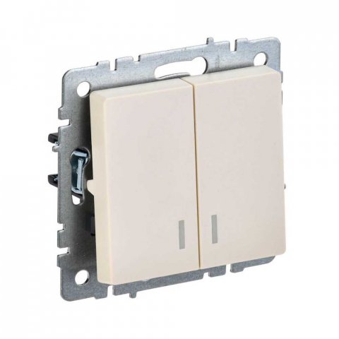 Выключатель двухклавишный IEK Brite бежевый BR-V20-1-10-K10