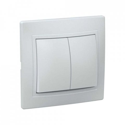Выключатель двухклавишный IEK Kvarta белый EVK20-K01-10-DM