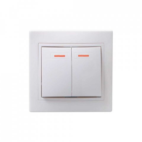 Выключатель двухклавишный IEK Kvarta белый EVK21-K01-10-DM