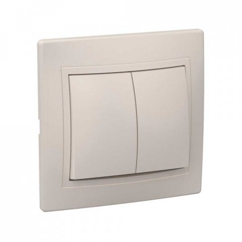 Выключатель двухклавишный IEK Kvarta кремовый EVK20-K33-10-DM