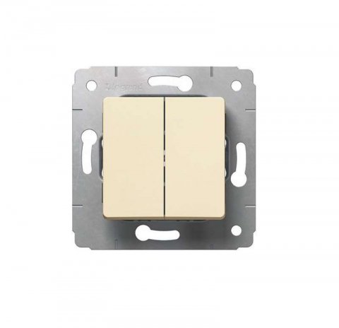 Выключатель двухклавишный Legrand Cariva 10A 250V слоновая кость 773758