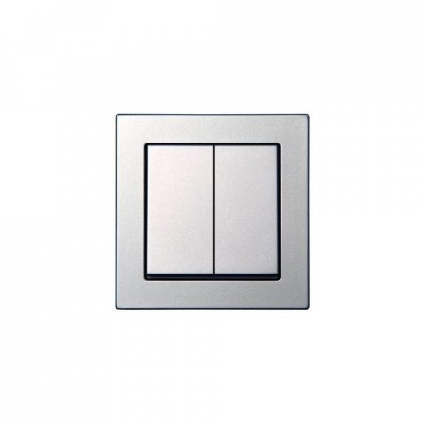 Выключатель двухклавишный Liregus Epsilon серебро 28-173